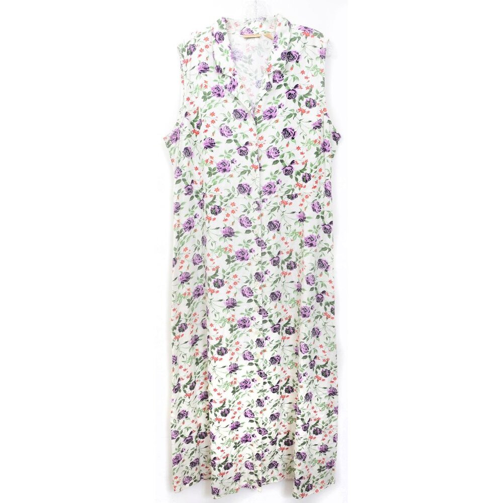 Original Island Sport Purple Roses PLUS 18 Full Button Sleeveless Long Dress